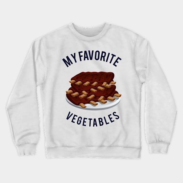 My Favorite Vegetable..Meat! Funny BBQ Black Crewneck Sweatshirt by HappyGiftArt